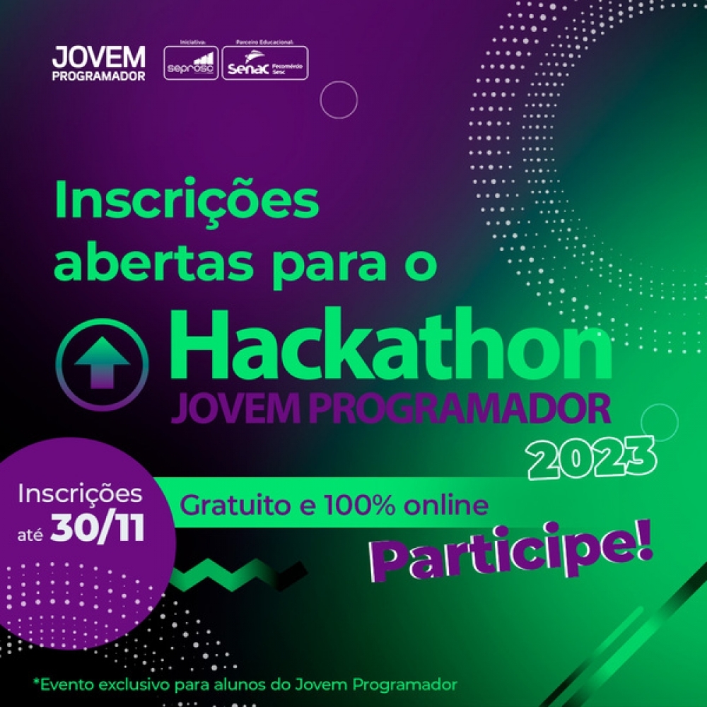 Inscrições abertas para o Hackathon do Programa Jovem Programador